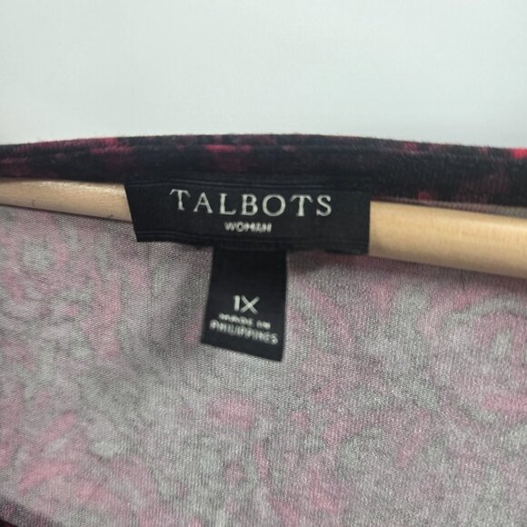 Talbots Red Floral Rose Side Cinched Sheath Midi Dress - Picture 10 of 11